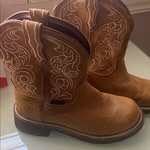 Ariat Brown Western Boots with White Stitching
